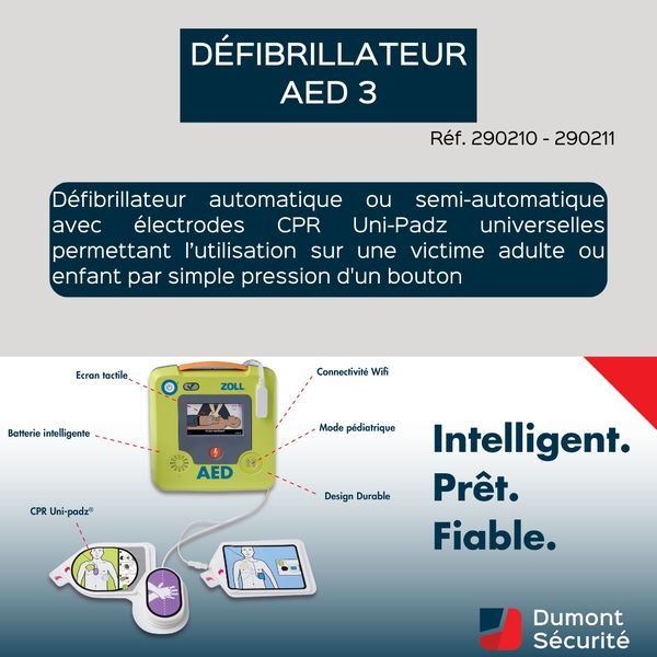 Défibrillateur AED 3 Zoll - automatique ou semi automatique