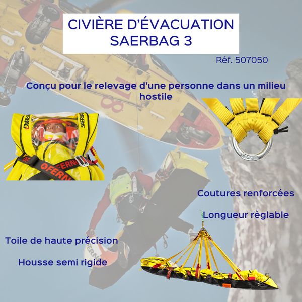 Civière d'évacuation Ferno Saerbag 3 secours alpin