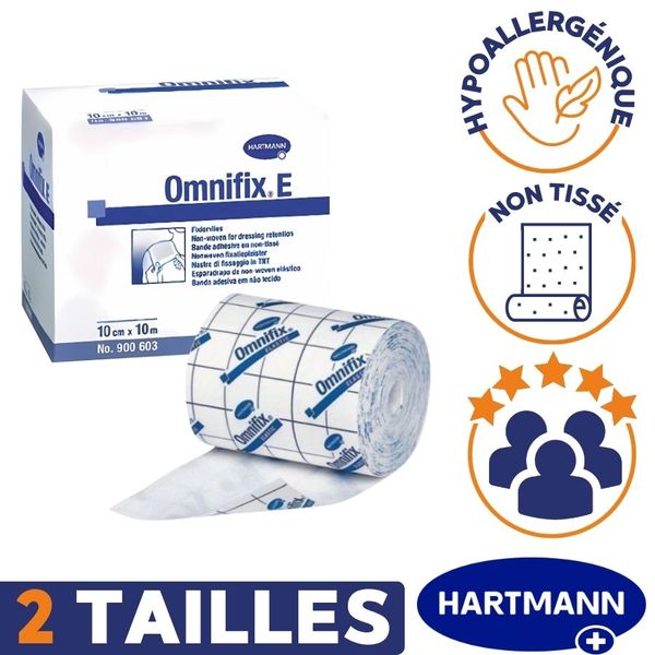 Bande adhésive Ominfix E Hartmann  2 tailles disponible non tissé hypoallergénique non tissé