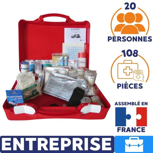 Trousse de secours entreprise 20 personnes 108 pièces