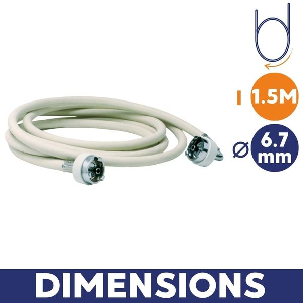 Flexible O2 avec 1 embout droit et 1 embout équerre