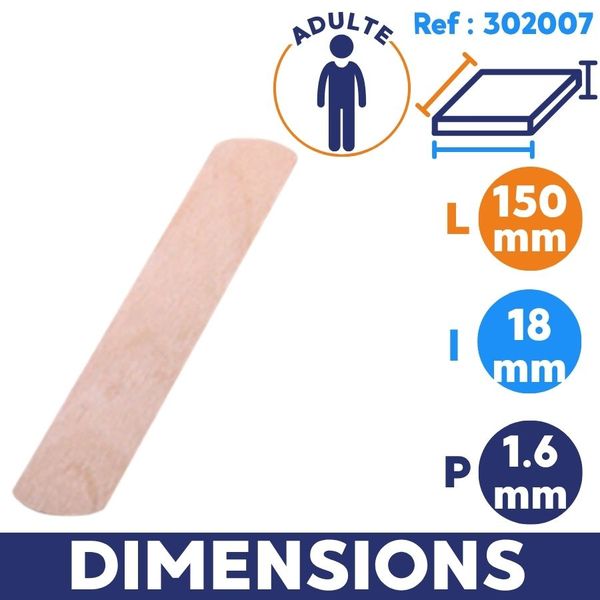 dimension  Abaisse langue bois adulte 