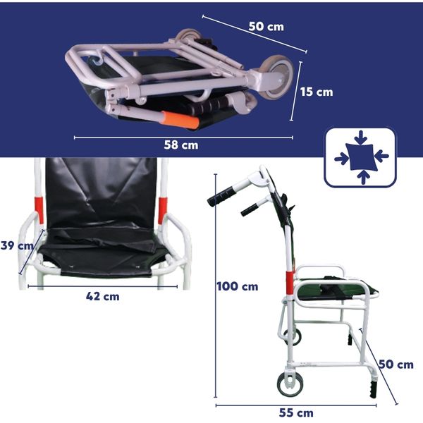 Chaise portoir d'ambulance 2 roues conforme EN1865