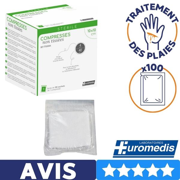 100 sachet de compresse non tissée​ pour traitement des plaies avis 5 étoiles eromedis
